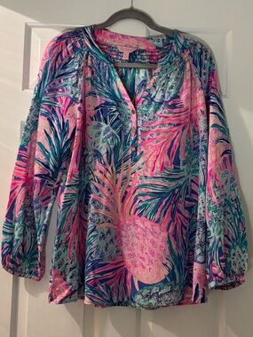 Lilly Pulitzer Vibrant Tropical Print Blouse
